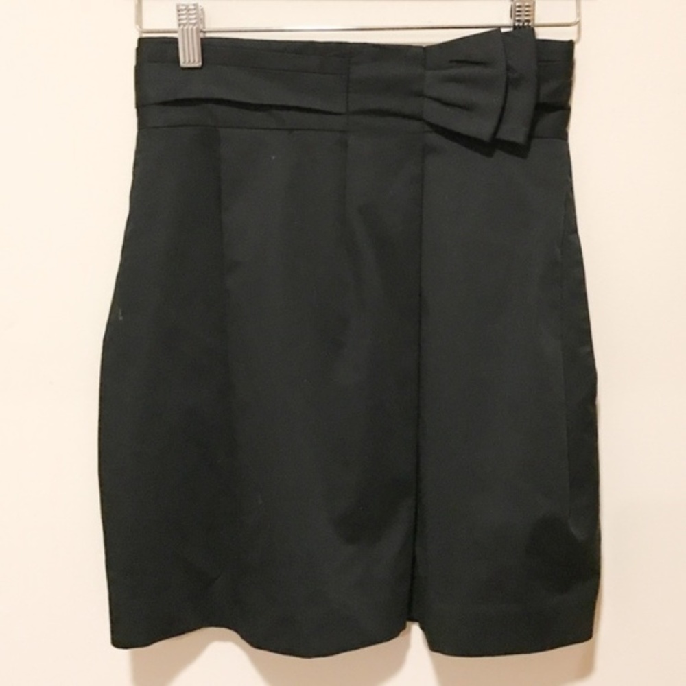 BCBG Max Azria Black Mila Bow Miniskirt